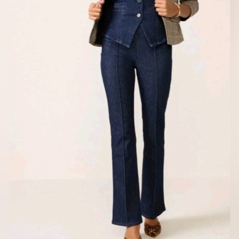 Spanx Zero Waistband Seamed Preppy Shapewear Office Stretch Micro Flare Jeans S